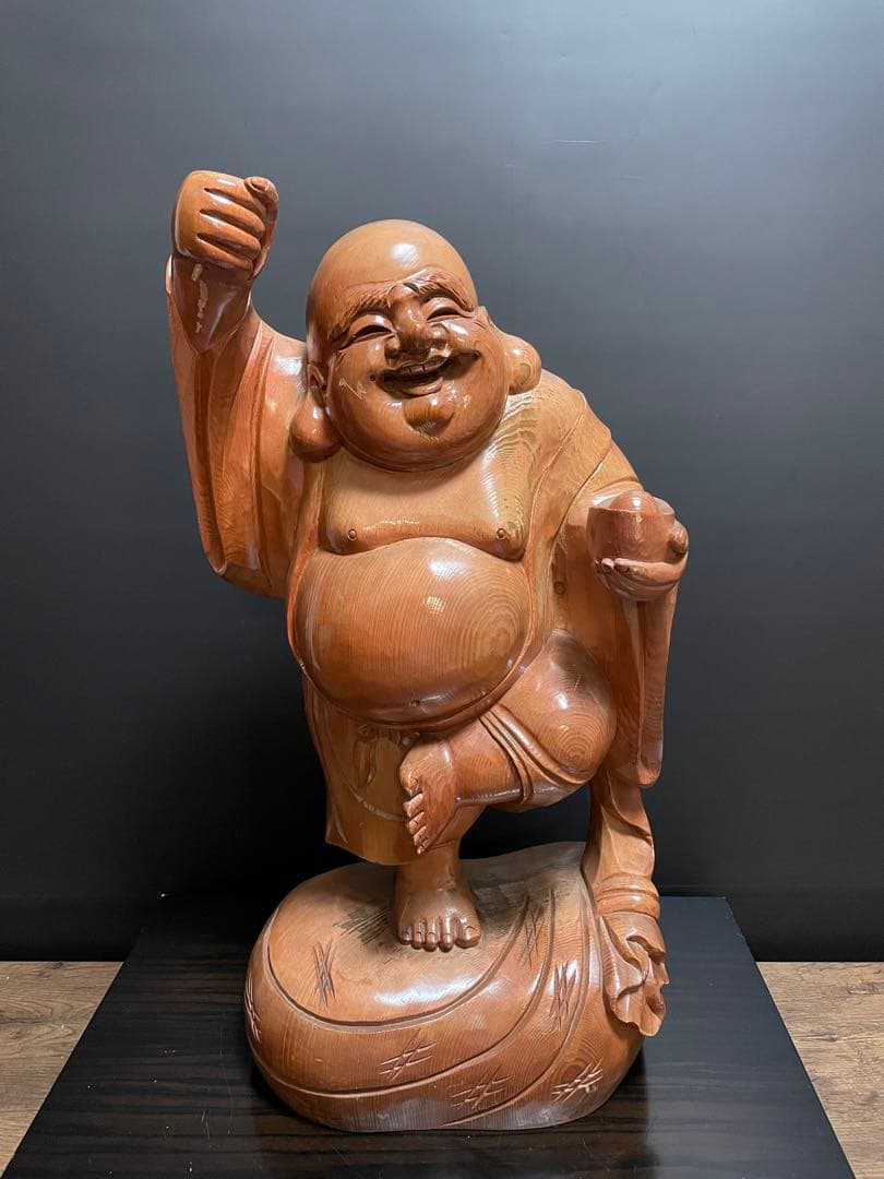 天然木　布袋様　縁起物　大型