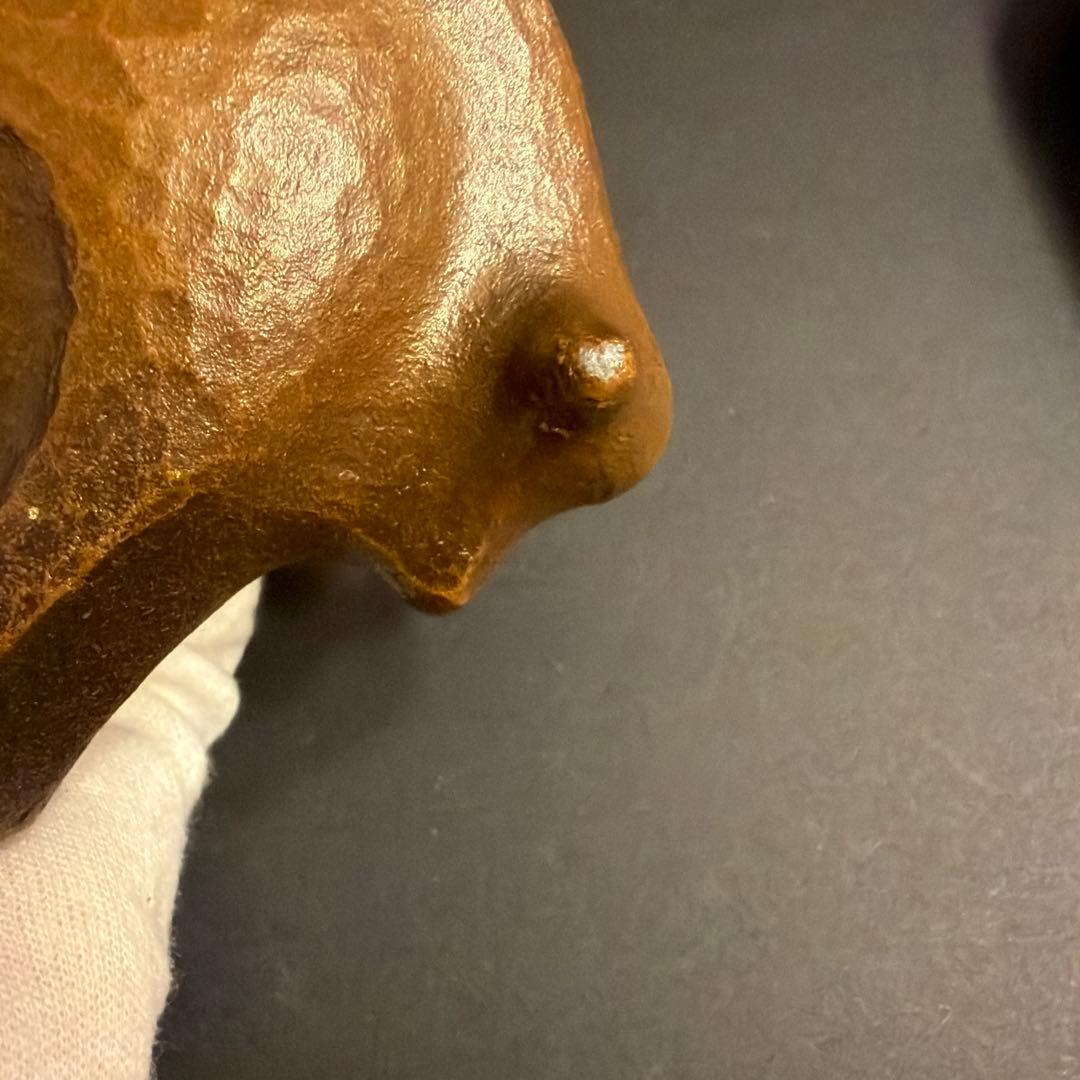 小林尚珉作　邁進鑄牛置物　木箱付き　アンティーク