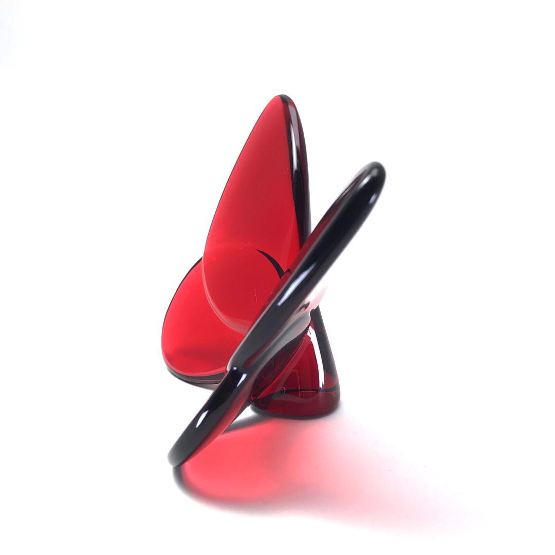 【美品】バカラ／ラッキーバタフライ クリスタル レッド／BC407