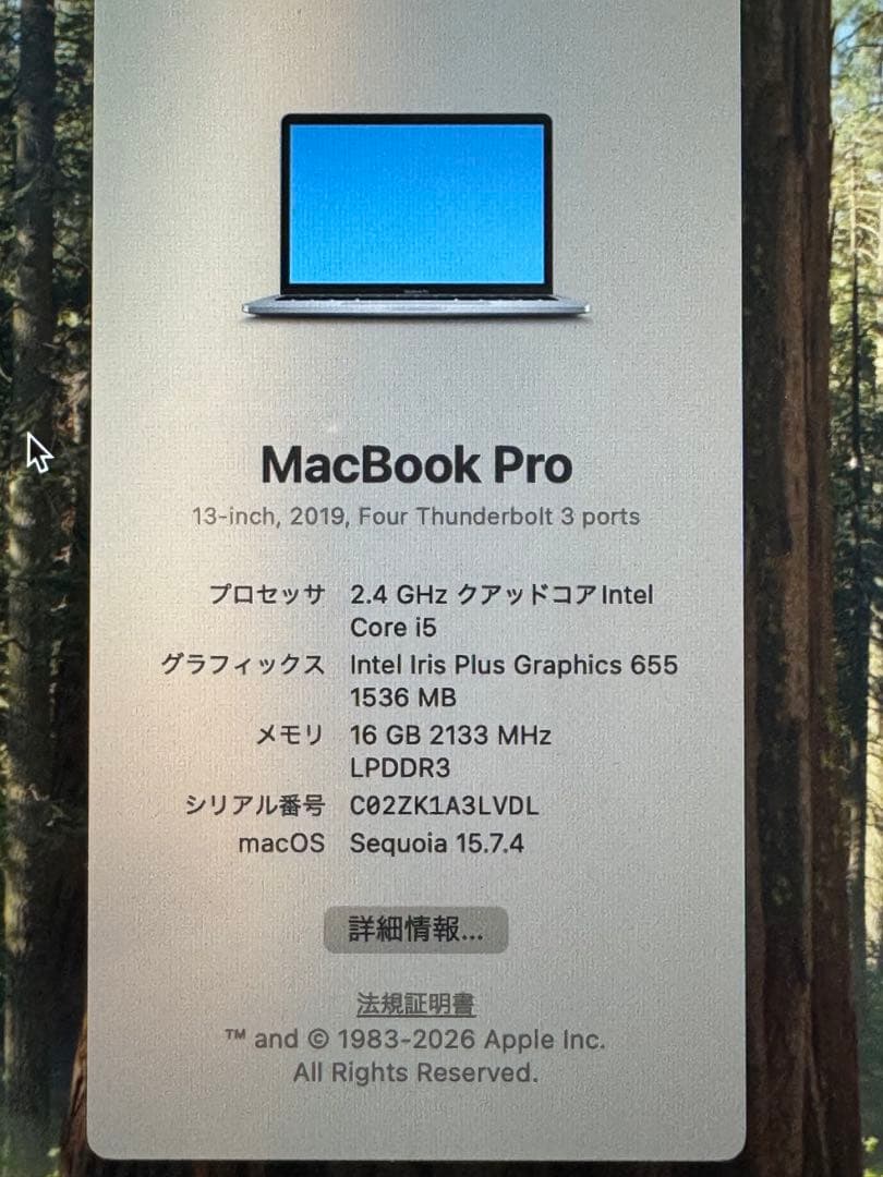 MacBook Pro 13インチ / i5 / 16GB / 256GB