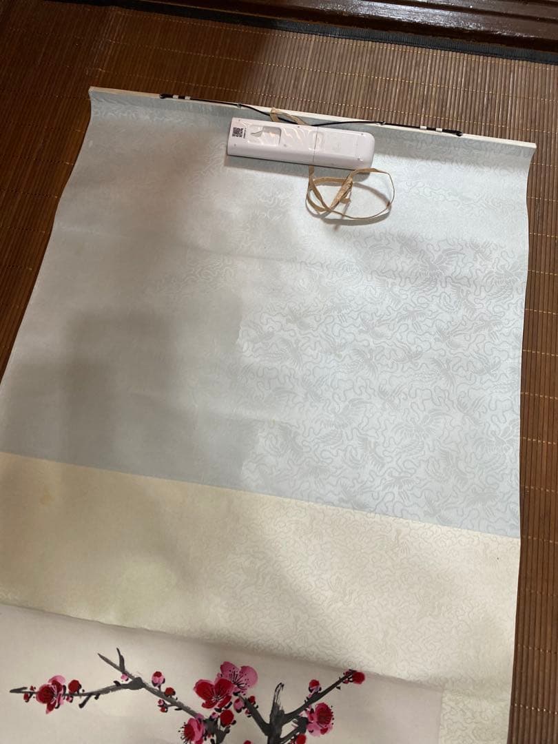 王朝光 梅図 掛軸 肉筆 直筆サイン 落款 共箱付 紅梅 水墨画 床の間