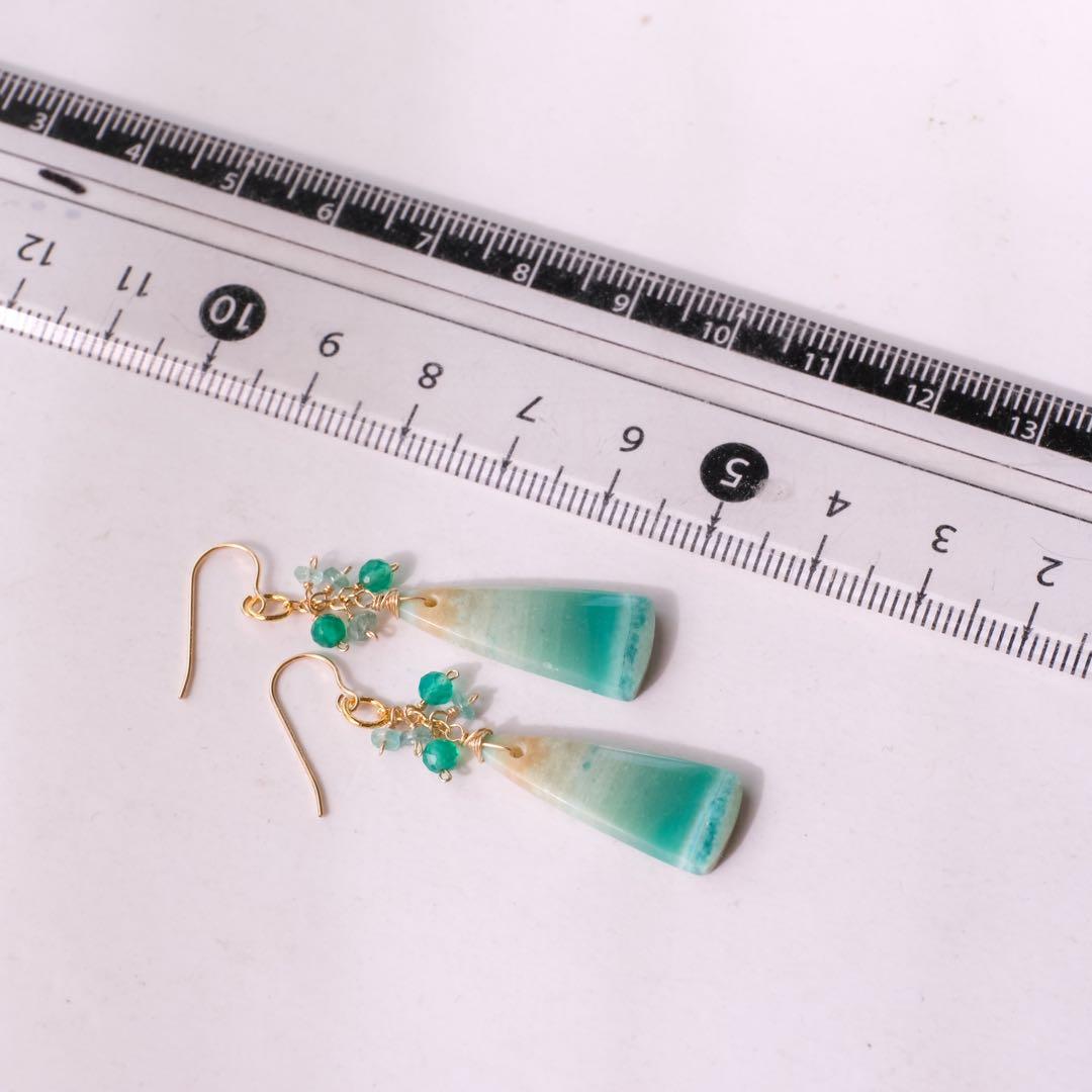 ハニーフラット ♦︎14kgfブルーオパライズドウッドピアス