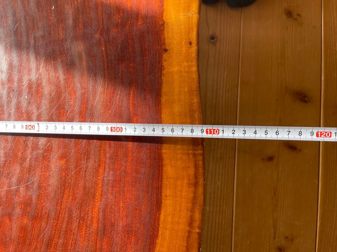 一枚板座卓 ブビンガ　テーブル　輪切り　円形木製座卓 光沢仕上げ