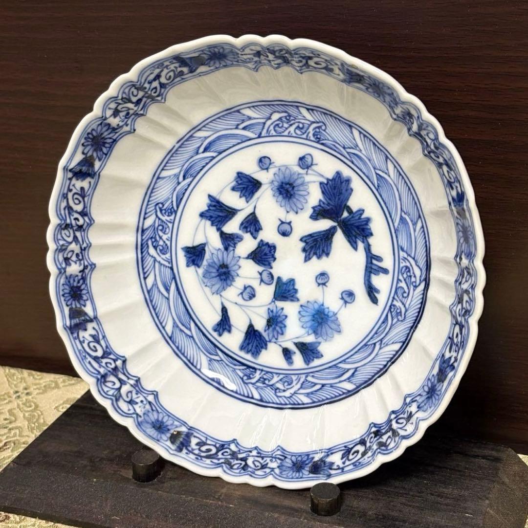 未使用保管品✨九谷焼 長左窯 菊唐草 中鉢 宮内庁御用達✨鉢 浅鉢 山本長左