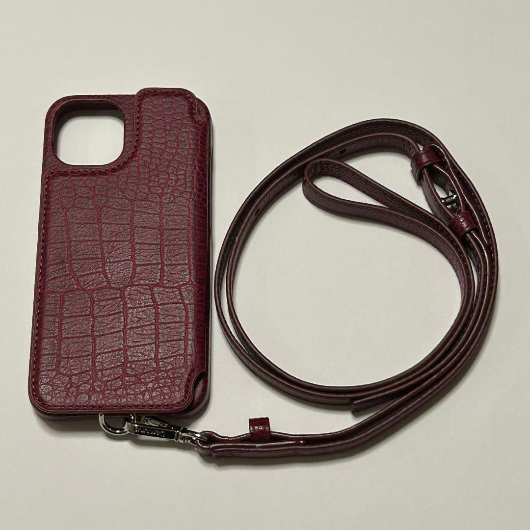 【新品】DEMIU スマホケース クロコ型ワインレッド iPhone14/16e