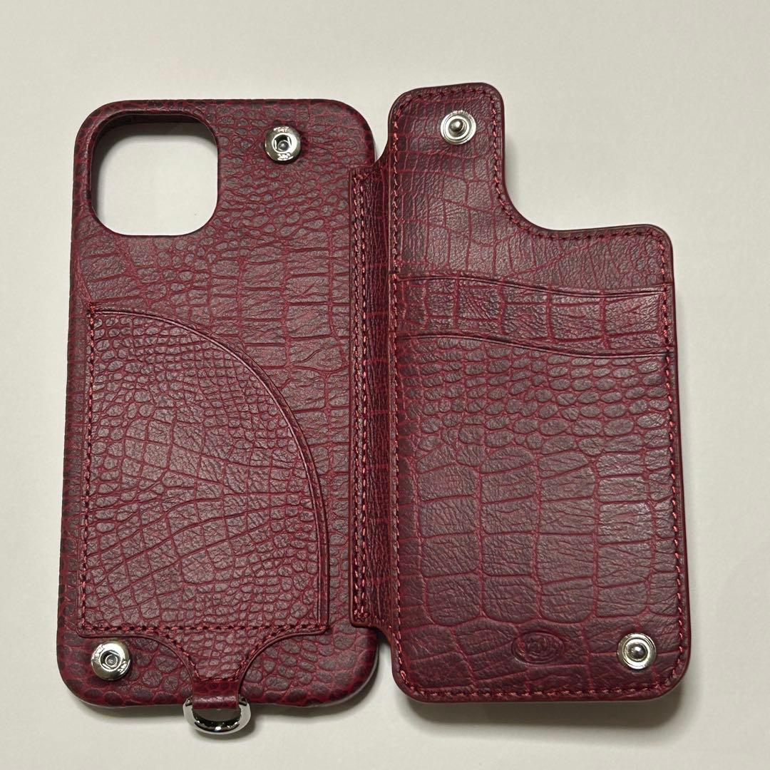 【新品】DEMIU スマホケース クロコ型ワインレッド iPhone14/16e