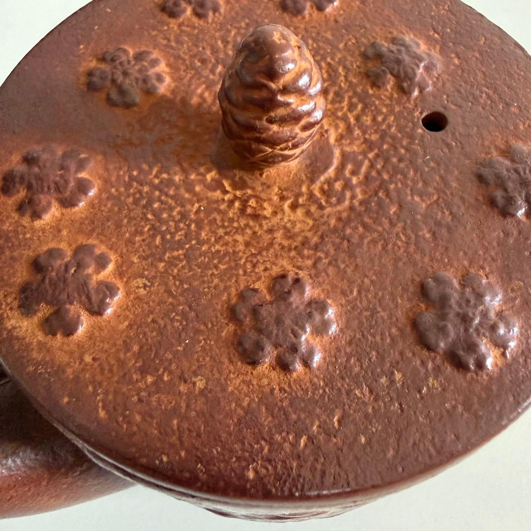 【美品未使用】南部鉄器 盛栄堂 急須＆茶托5枚セット 桜皮寸筒 検査証・しおり付