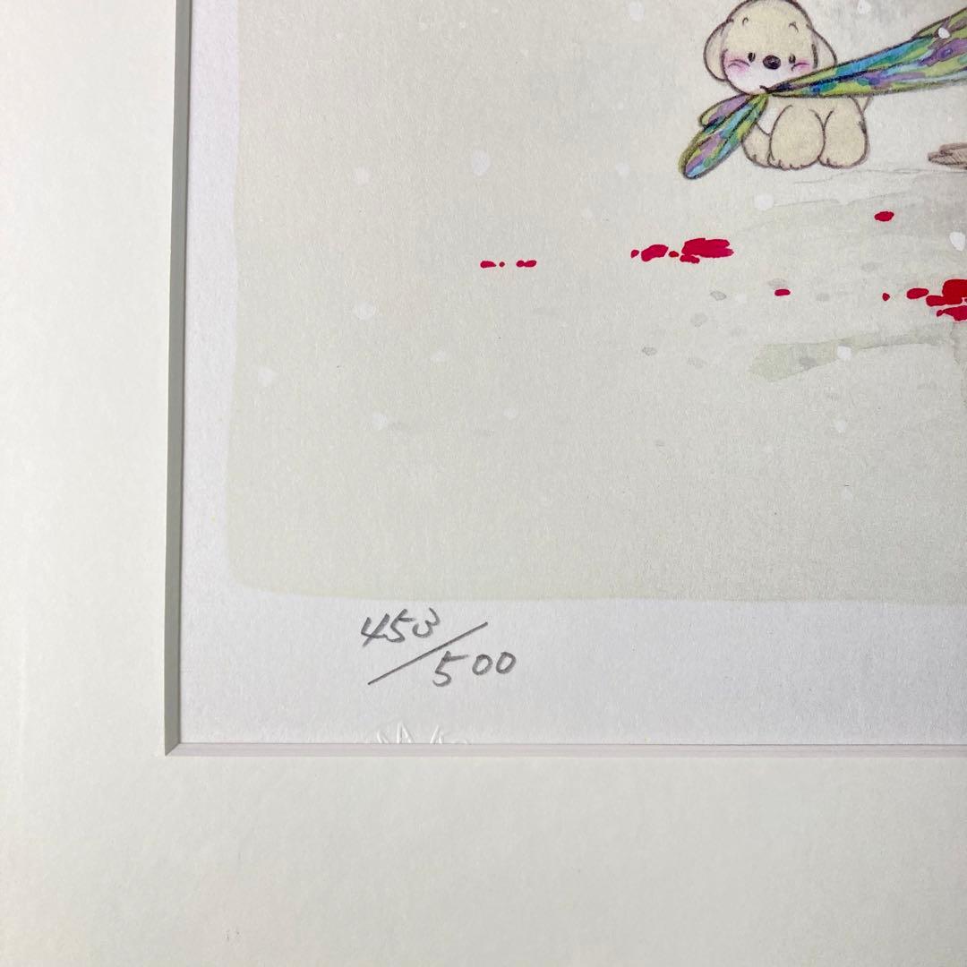 【真作保証】中島潔「寒椿」リトグラフ 直筆サイン 版画 絵画 額装 あずま工芸