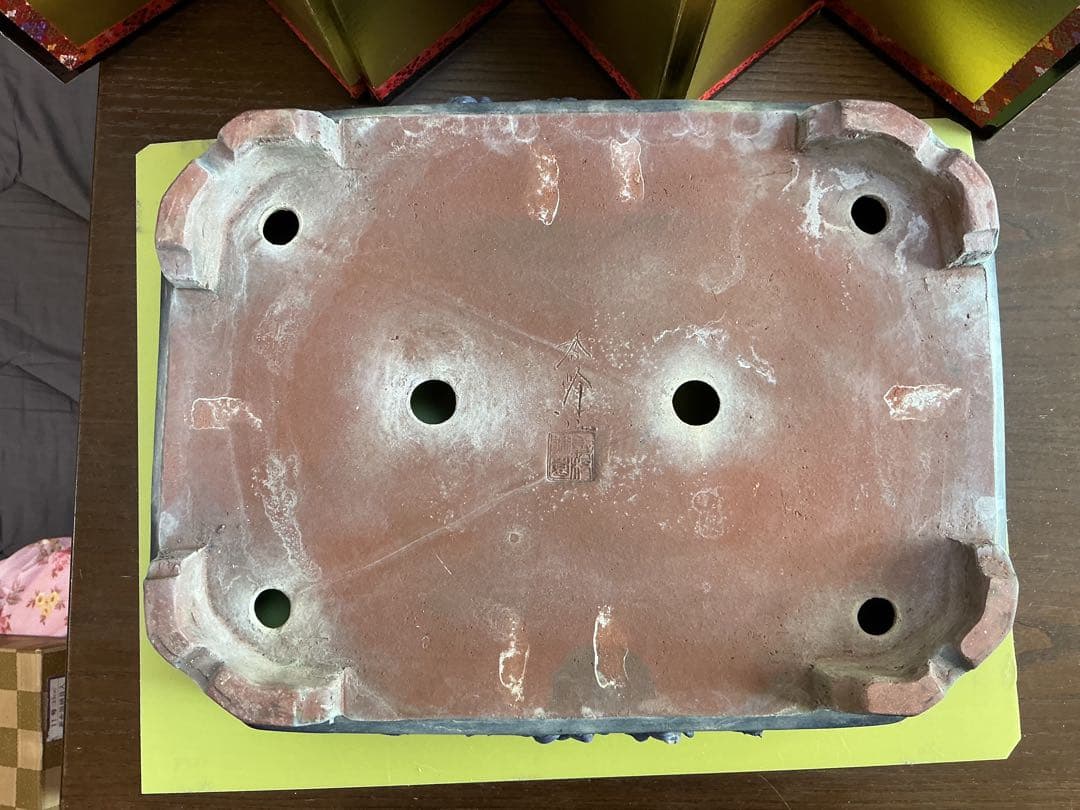 盆栽鉢　落款入り　極上品　盆栽鉢　　観賞石