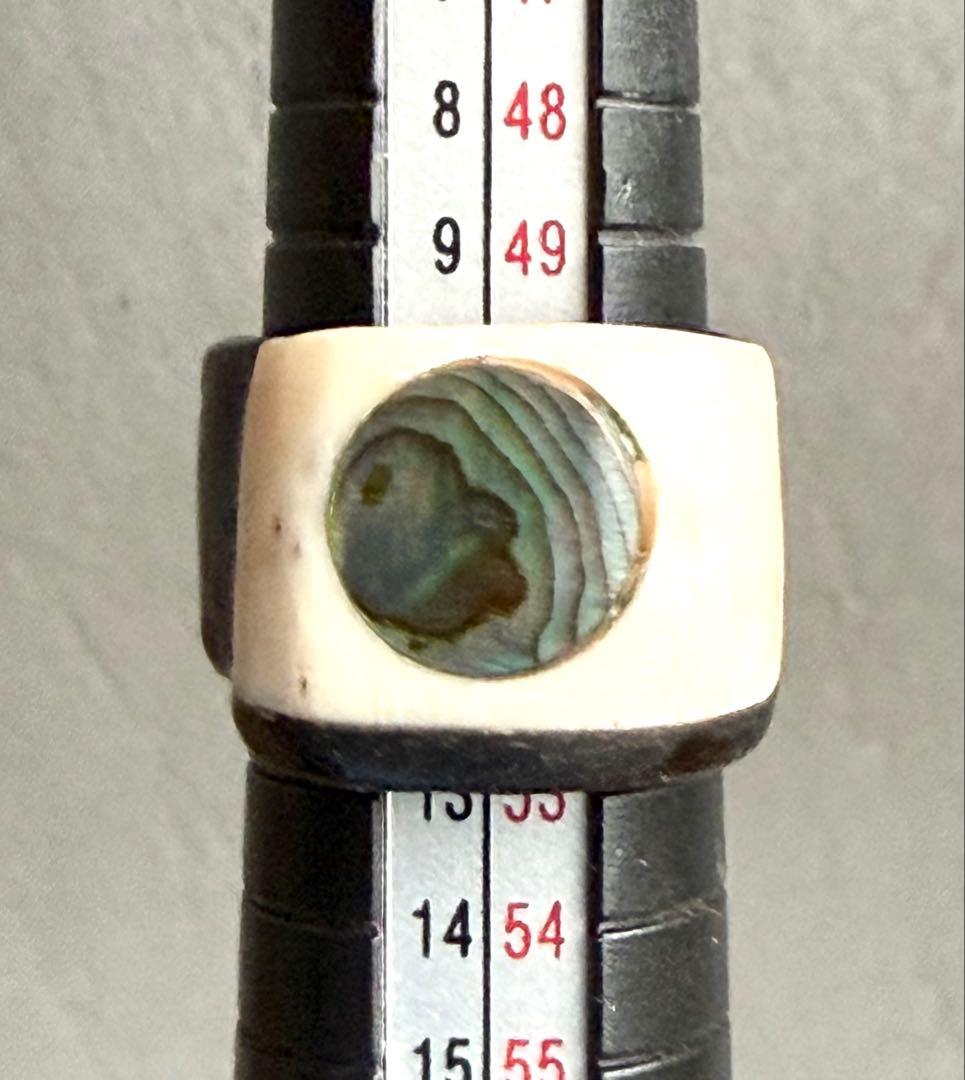 マンモス牙×黒檀×螺鈿 指輪 一点物