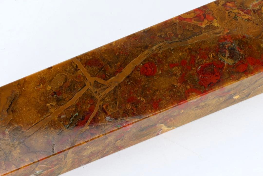 佐渡銘石 赤玉石 文鎮 528g 共箱付 天然石 赤石 書道具 ペーパーウェイト