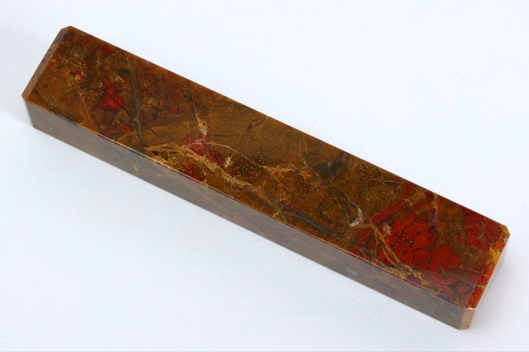 佐渡銘石 赤玉石 文鎮 528g 共箱付 天然石 赤石 書道具 ペーパーウェイト