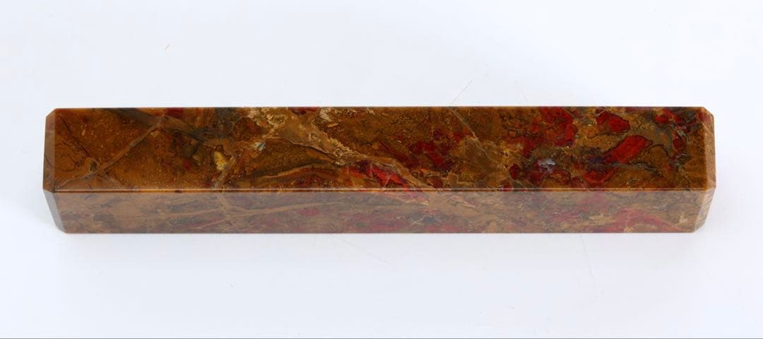 佐渡銘石 赤玉石 文鎮 528g 共箱付 天然石 赤石 書道具 ペーパーウェイト