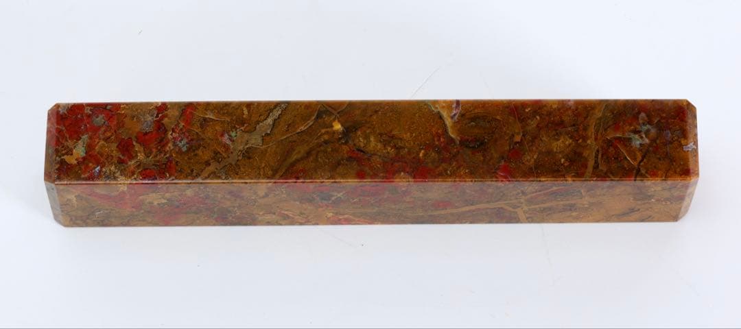 佐渡銘石 赤玉石 文鎮 528g 共箱付 天然石 赤石 書道具 ペーパーウェイト