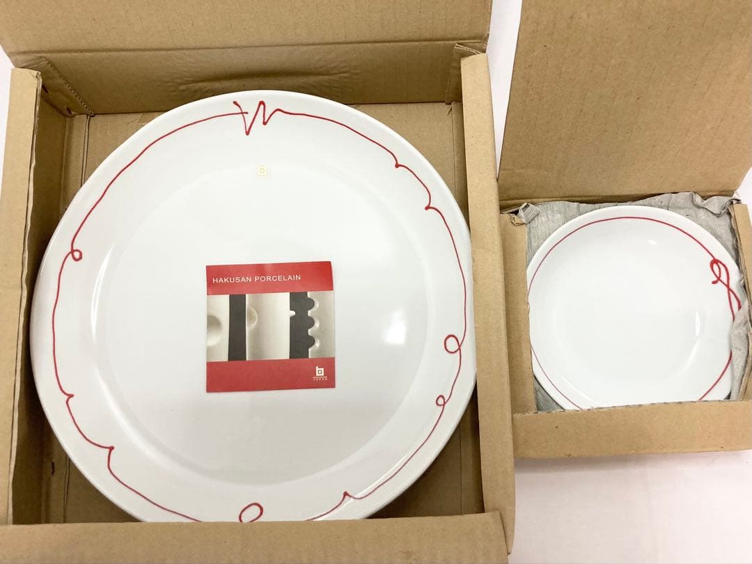 白山陶器　大盛皿1枚　取皿5枚　赤い糸　パーティーセット　新品　未使用