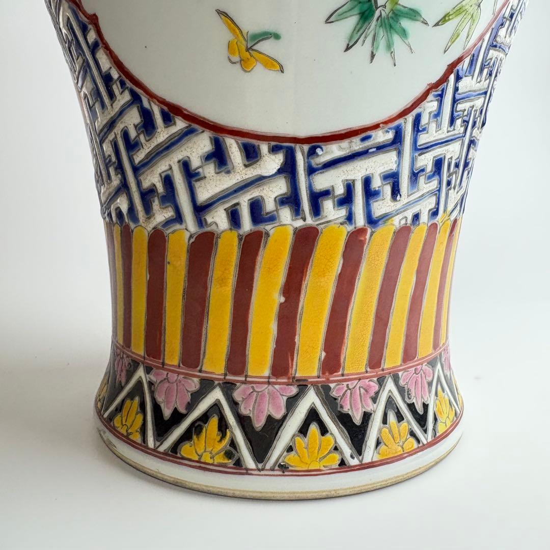 中国 花瓶 色絵 粉彩 壺 飾壺