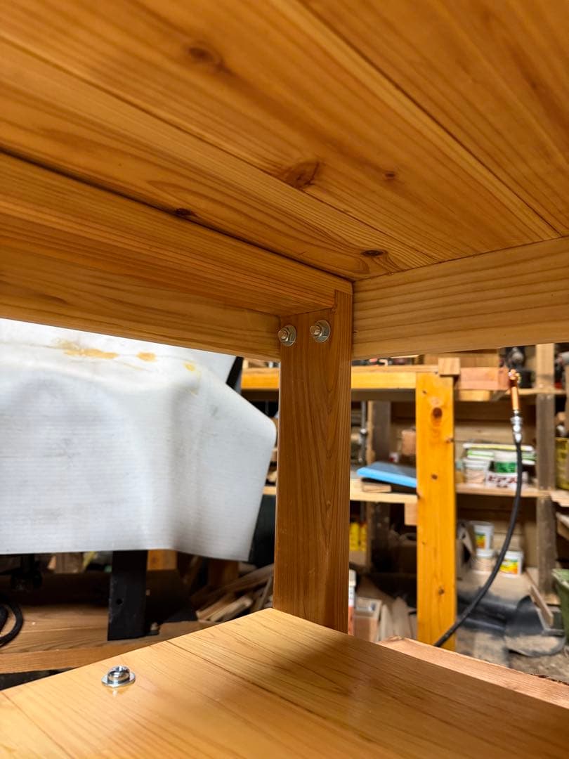 木製ベンチ　縁台タイプ　下段物置き付き