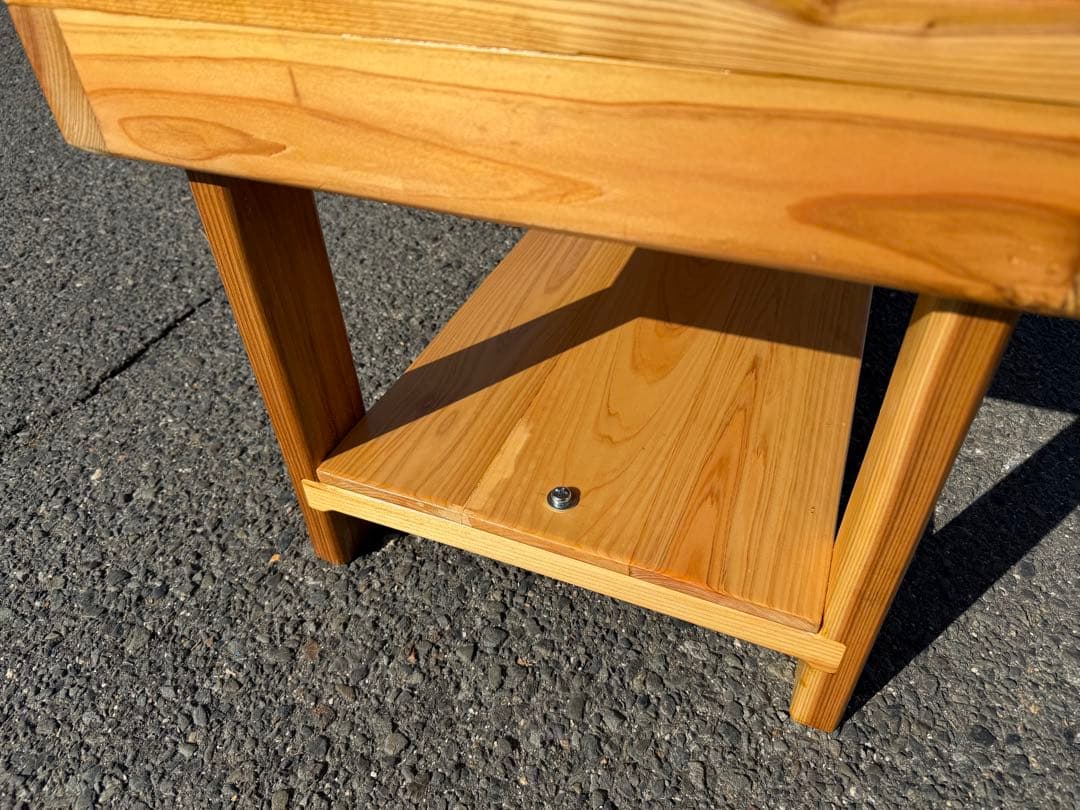 木製ベンチ　縁台タイプ　下段物置き付き