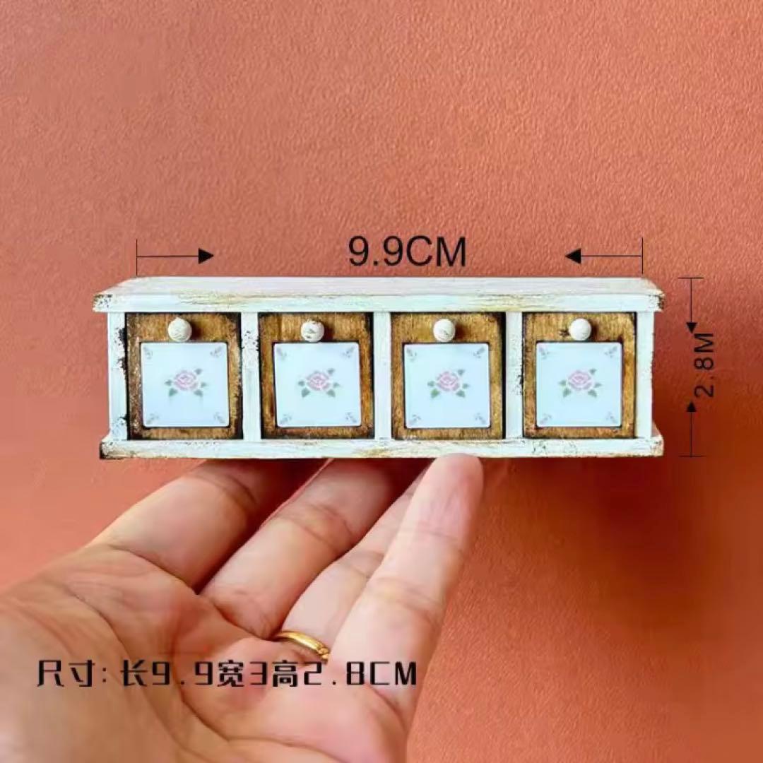 ミニチュア　キッチン家具　引き出し収納　マニーローズ　ドールハウス　1/6