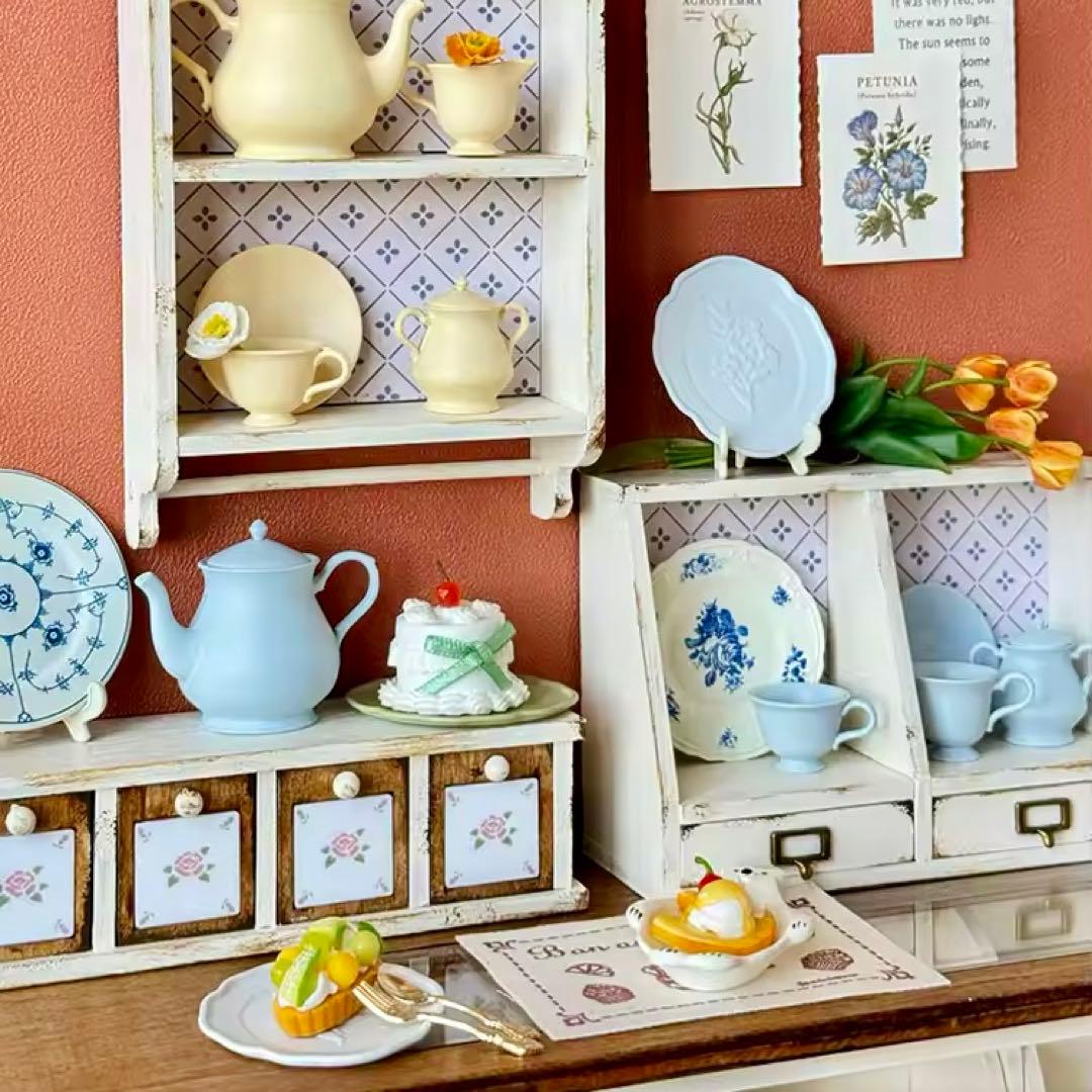 ミニチュア　キッチン家具　引き出し収納　マニーローズ　ドールハウス　1/6