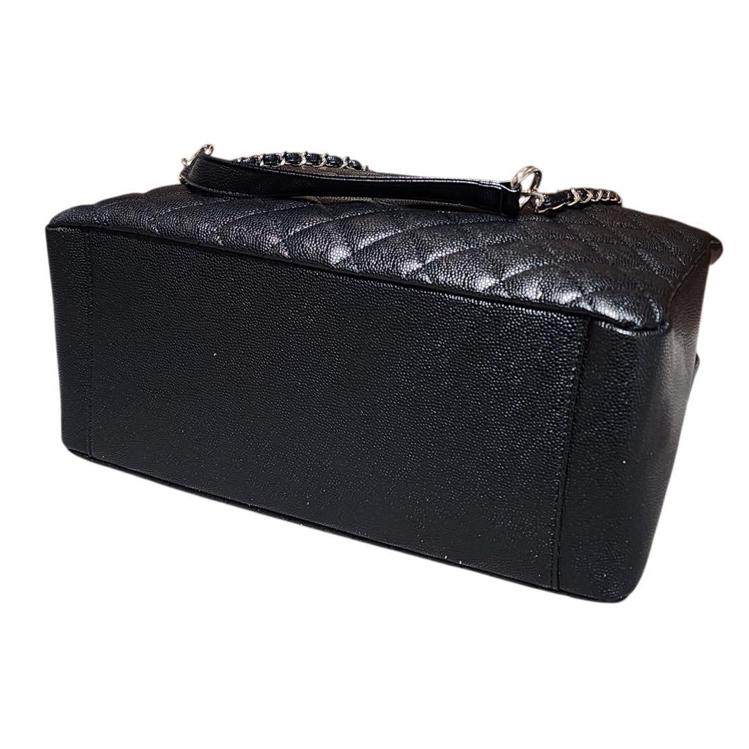 CHANEL　トートバッグ　黒　大容量　シルバー