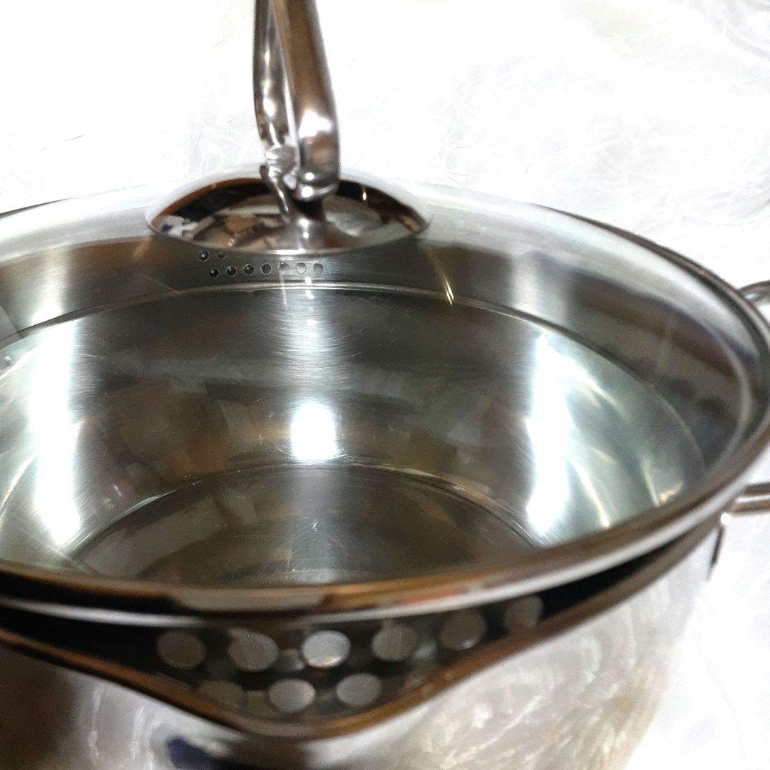 ellesse エレッセ ステンレス両手鍋富士ホーロー　高品質　多層鍋　パスタ