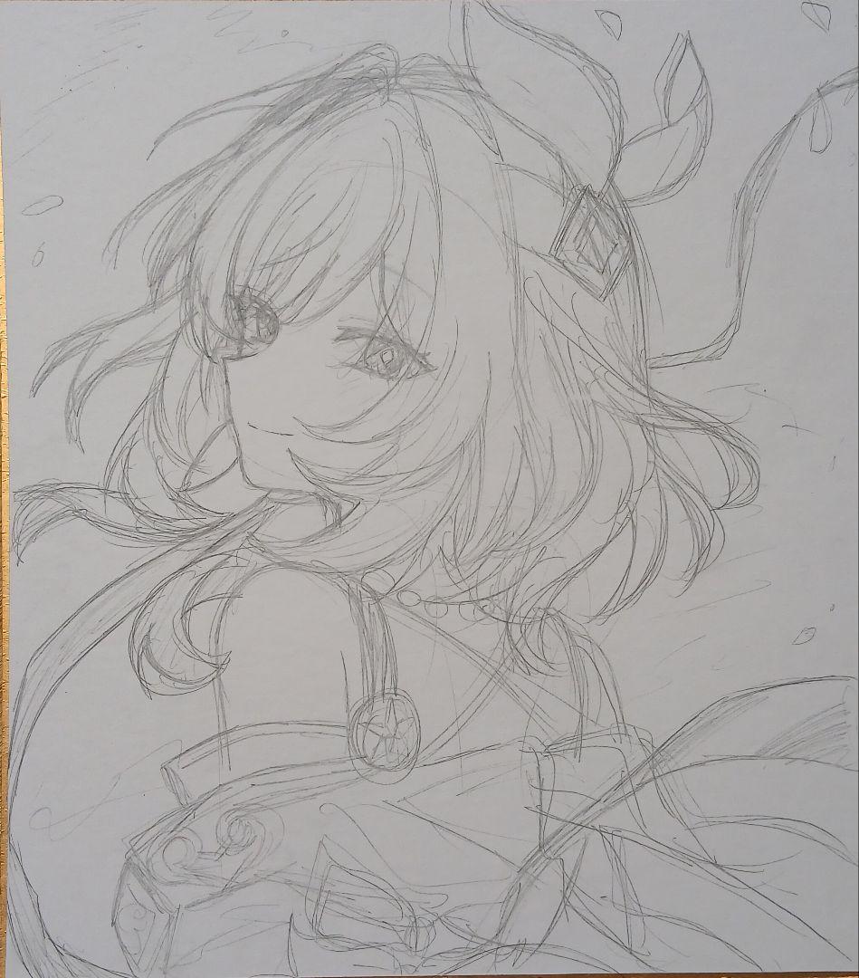 キュレネ　手描きイラスト　特大色紙　崩壊:スターレイル　スタレ　ペン画