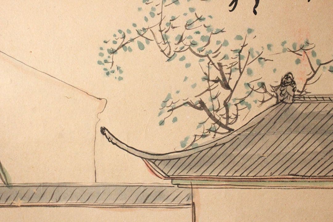 No4471 掛軸　中国画　貴亭　唐美人画賛　着色紙本　唐物　中国美術　送料無料