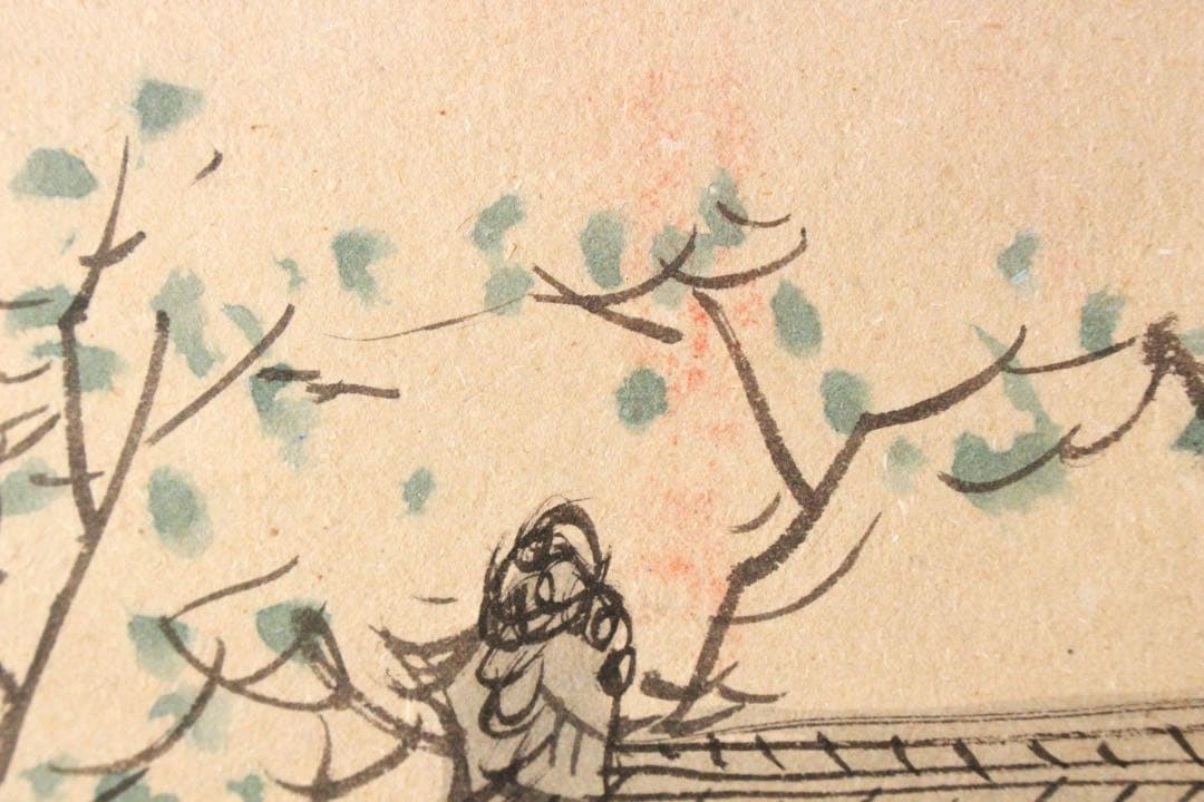 No4471 掛軸　中国画　貴亭　唐美人画賛　着色紙本　唐物　中国美術　送料無料