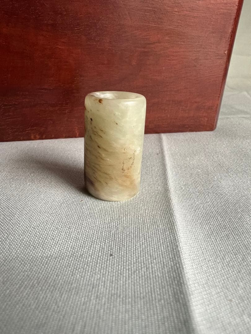 玉製 筒形置物 天然石 中国美術