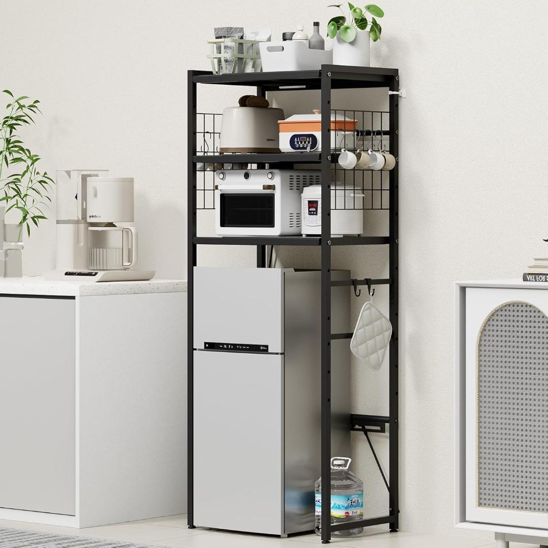 ゴミ箱上ラック レンジラック 収納ラック キッチン 伸縮可 コンセント付き