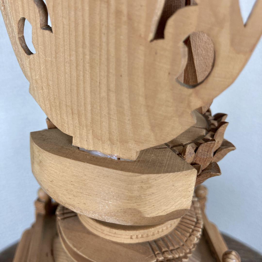 阿弥陀如来立像 唐草 透彫り　木彫 仏像