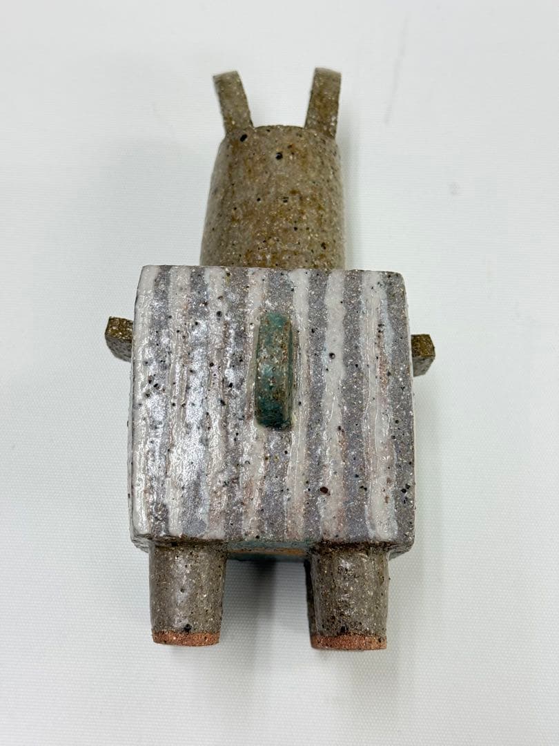 【未使用】陶器　花器　筆立て　アルパカ風　石川深雪作