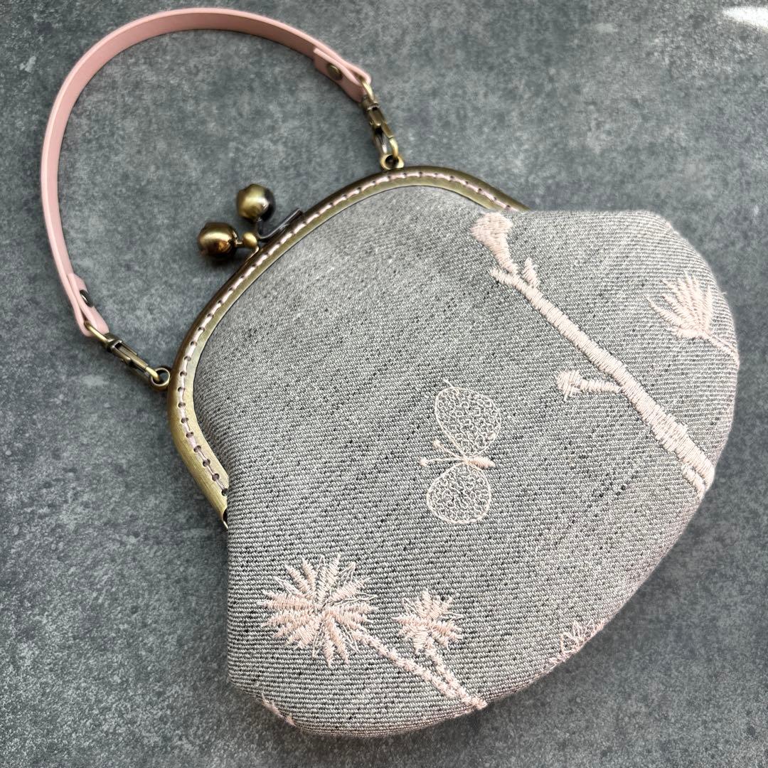 ミナペルホネンchoucho＋noppara がま口ミニミニバッグ　ハンドメイド