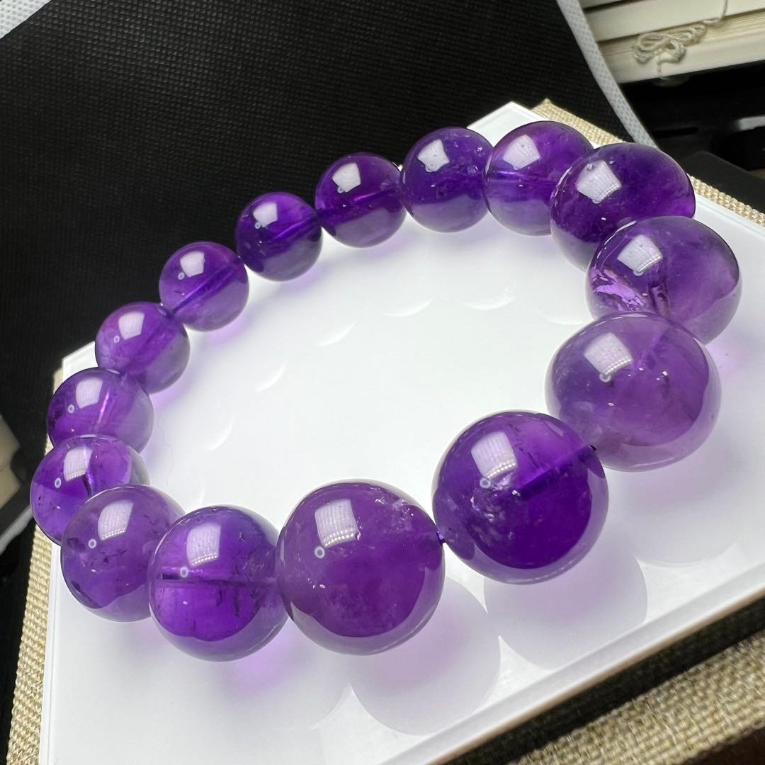 【81221】ウルグアイ産 高品質アメジスト 15.8mm ブレスレット天然石