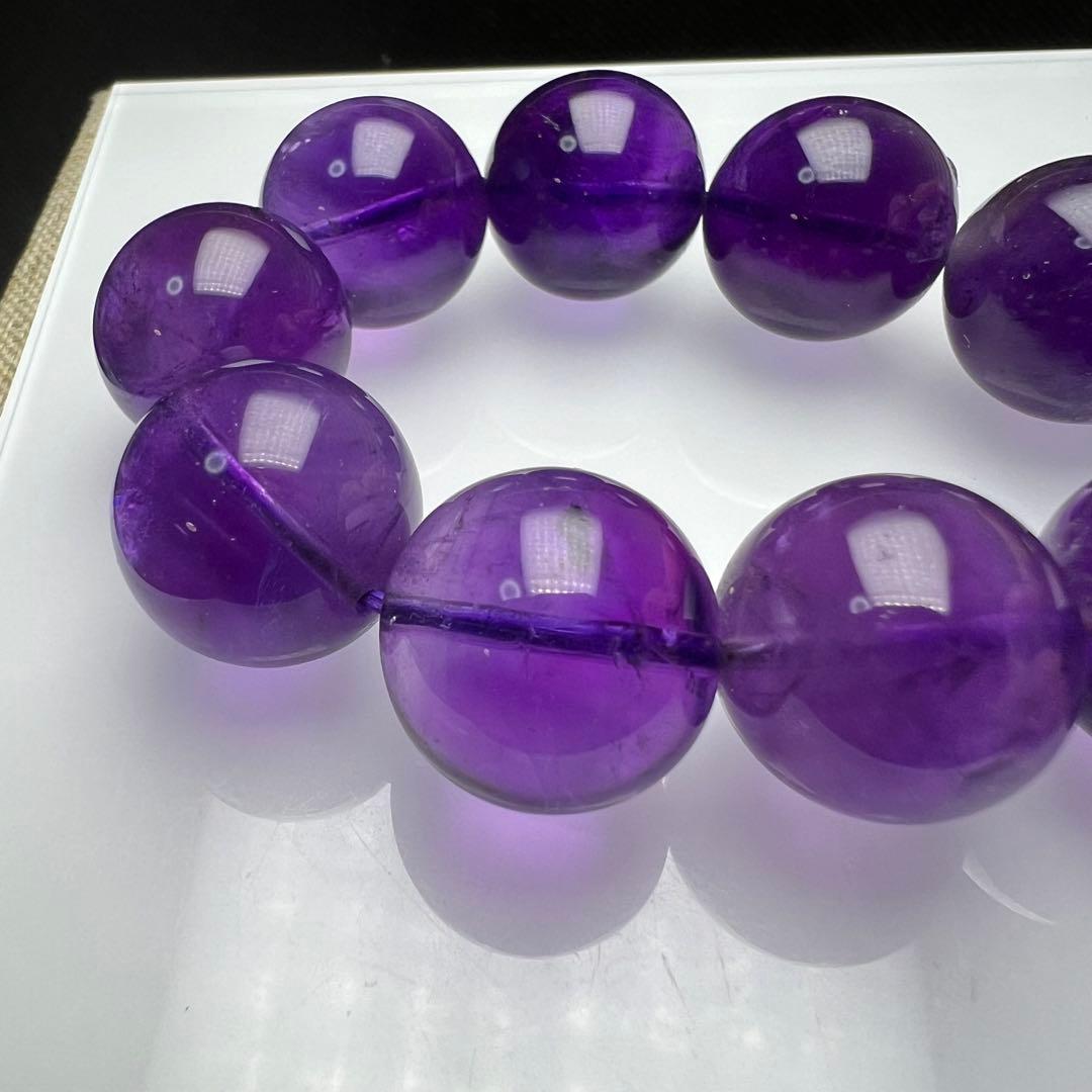 【81221】ウルグアイ産 高品質アメジスト 15.8mm ブレスレット天然石