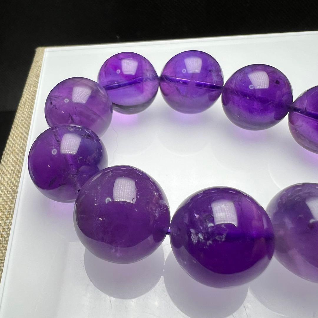 【81221】ウルグアイ産 高品質アメジスト 15.8mm ブレスレット天然石