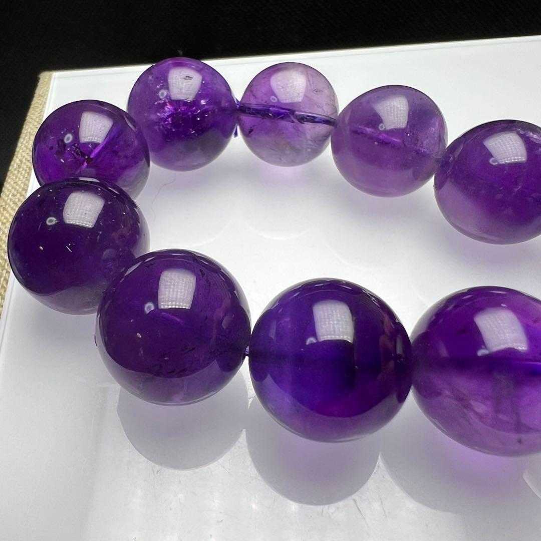 【81221】ウルグアイ産 高品質アメジスト 15.8mm ブレスレット天然石