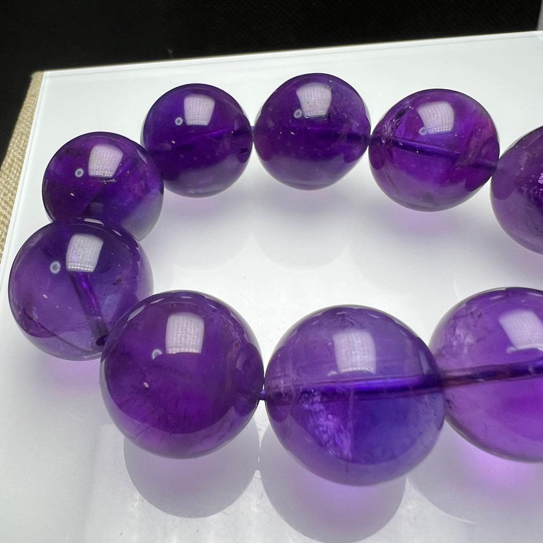 【81221】ウルグアイ産 高品質アメジスト 15.8mm ブレスレット天然石