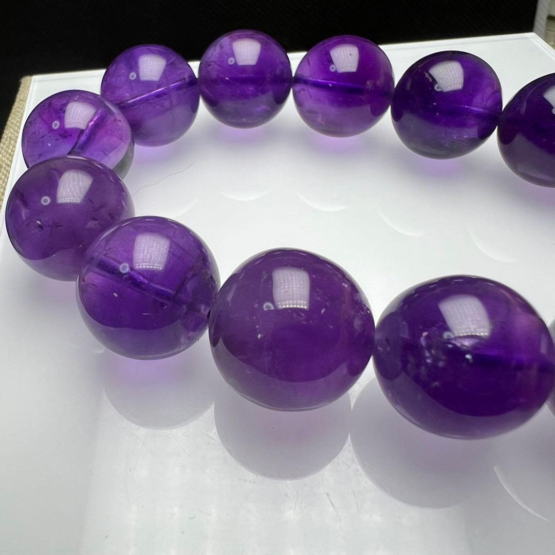 【81221】ウルグアイ産 高品質アメジスト 15.8mm ブレスレット天然石
