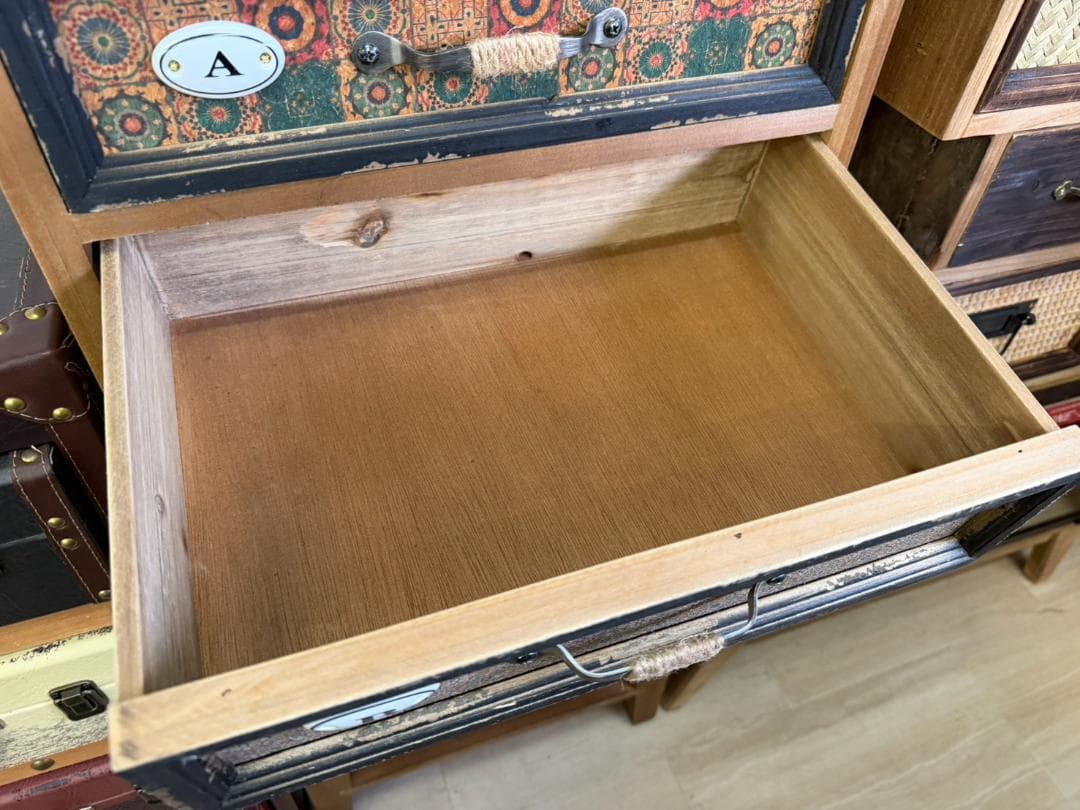 天然木　チェスト　引出　ラック　棚　レトロ　アンティーク　収納　インダストリアル