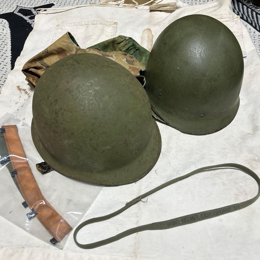 米軍実物 ナム戦 ヘルメットセット M1 ミッチェルカモ デッド汗止め付き