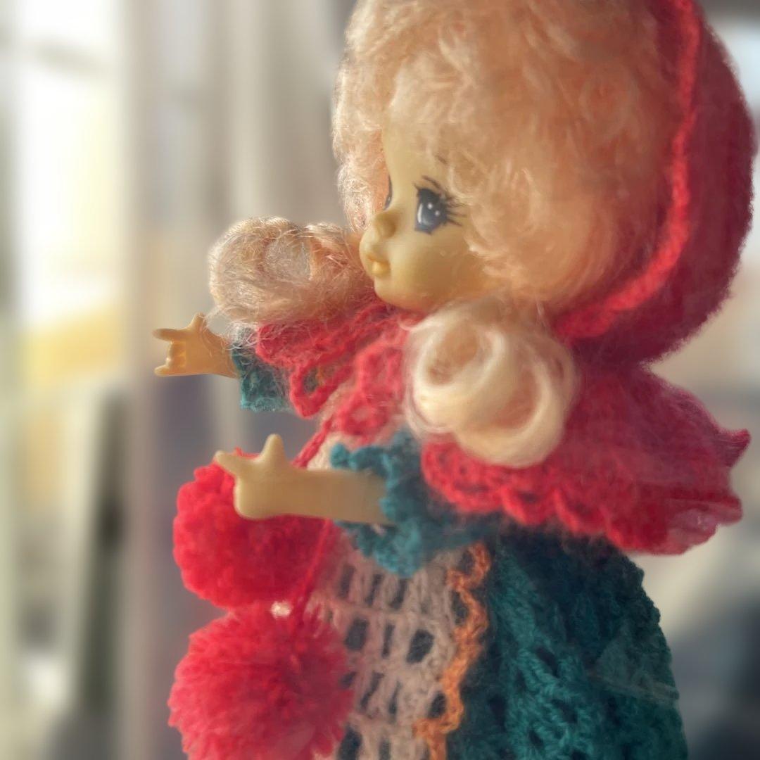 可愛い毛糸編み人形★おかんアート 瓶ドール　昭和レトロ