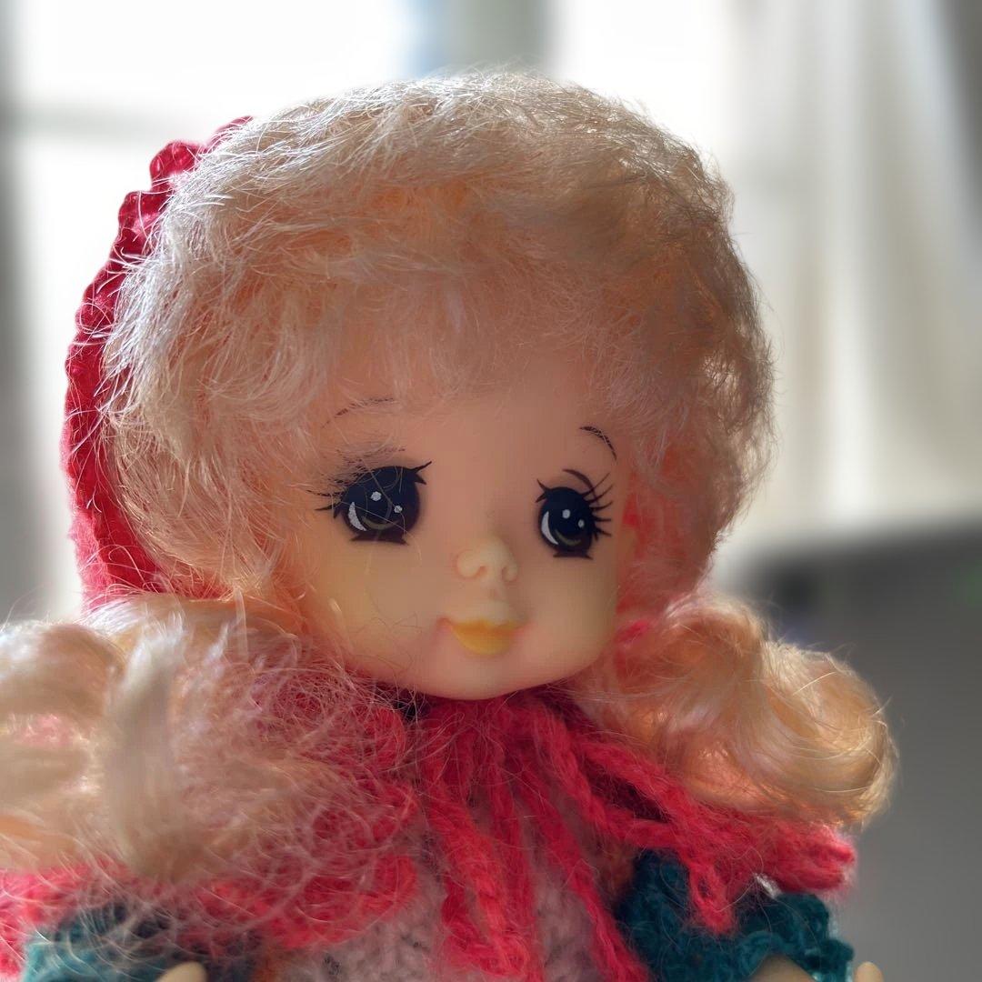 可愛い毛糸編み人形★おかんアート 瓶ドール　昭和レトロ