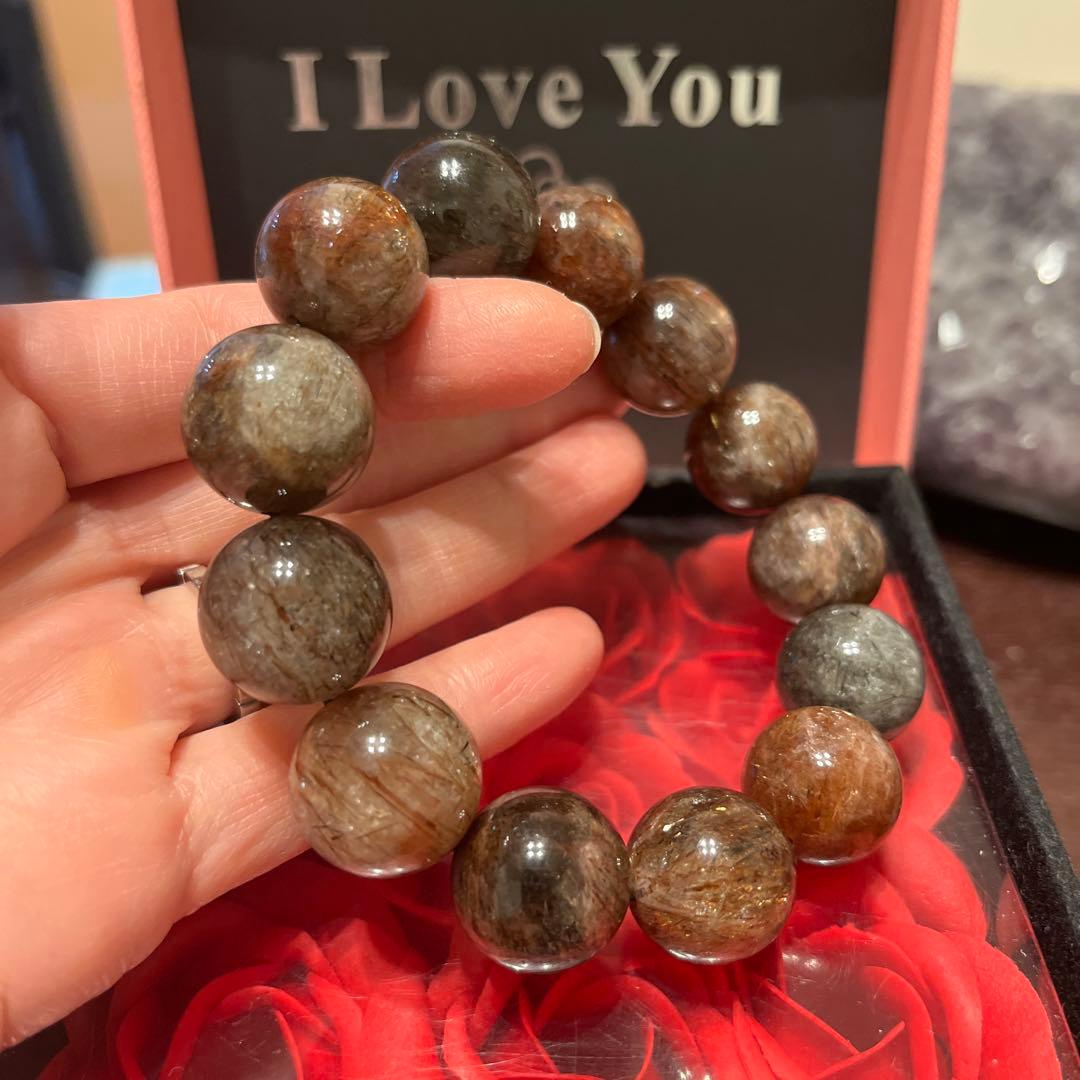 天然石ブレスレット　フォーリエテッドマイカインクォーツ　超大玉　18ミリ