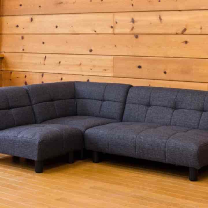 NEW　DOMINO　コーナーソファ3点セット　千鳥格子　BK/BR/GR/RD