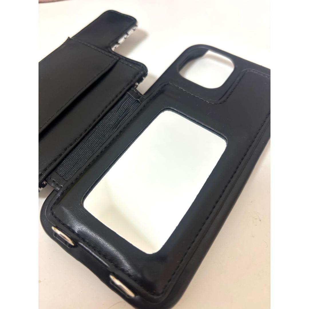 pium 千鳥柄フロントリボンiPhoneケース 15 ブラック