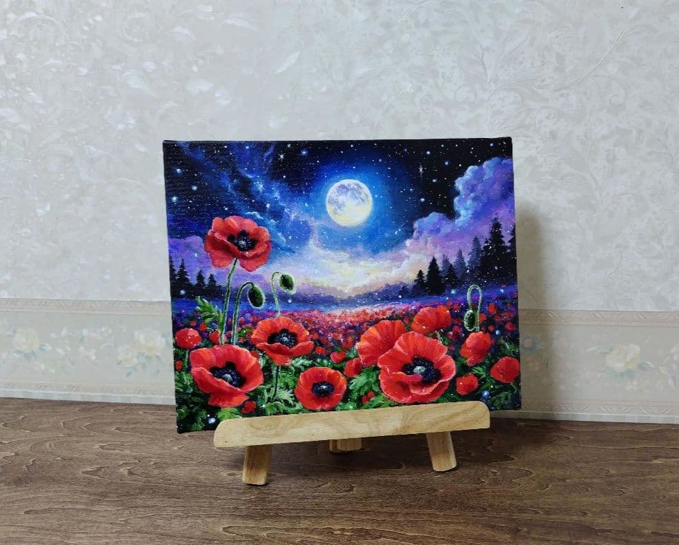 な*み様 【ポピー】アクリル画 F3 風景画 絵画