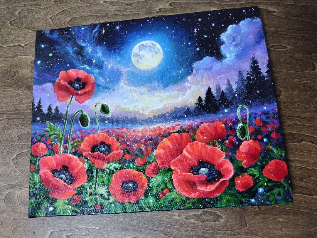 な*み様 【ポピー】アクリル画 F3 風景画 絵画