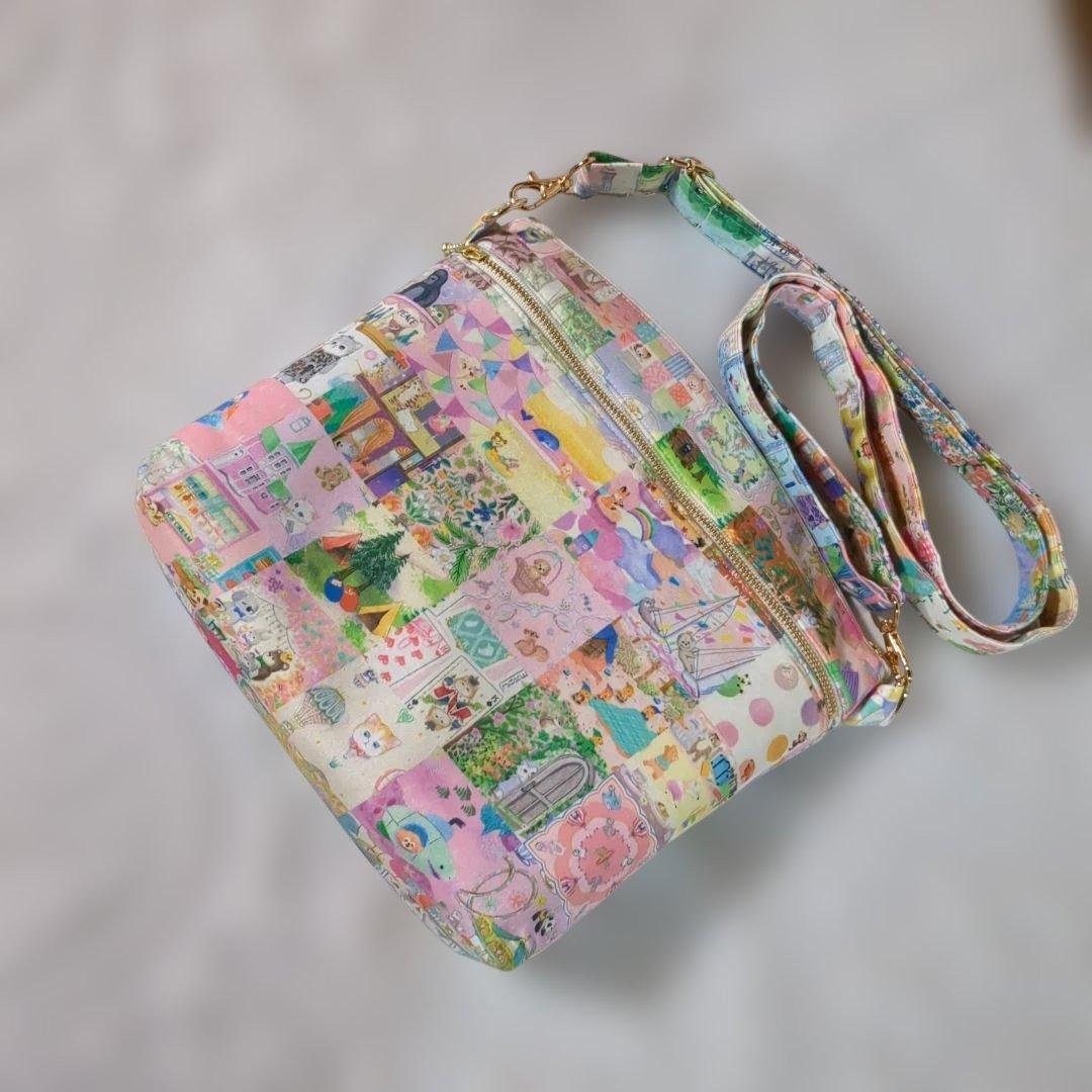 ゆずみつ…蓋付きショルダーバッグ ファンシーツイードxユキエモン刺繍他１点